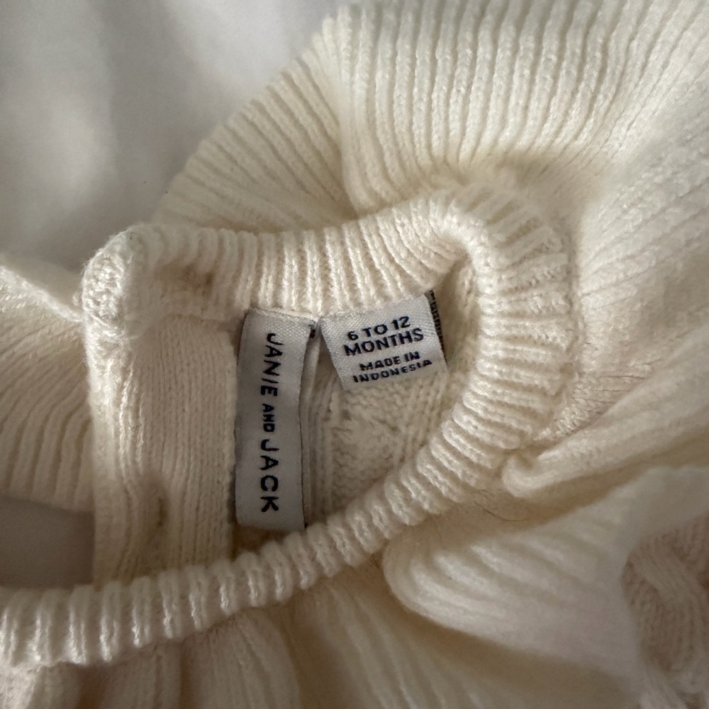 Janie and Jack Cream Knit Ruffle-Collar One-Piece - Picture 4 of 7